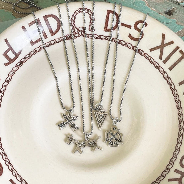 Vintage sterling Navajo charm necklaces