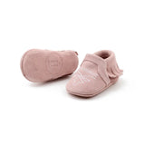 Dusty pink suede baby moccasins