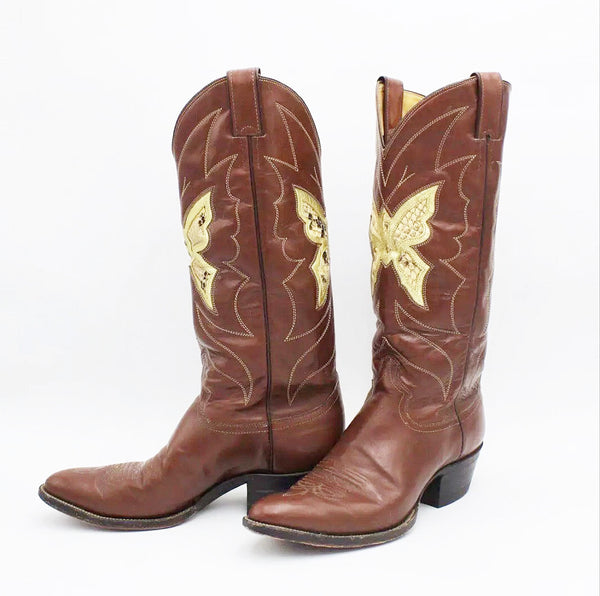 Vintage size 9.5 inlay butterfly cowboy boots