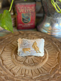 Vintage nickel silver cutting horse belt buckle
