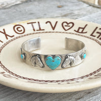 Handmade sterling horse heart cuff bracelet