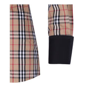 Tan Plaid Fior Da Liso show shirt with contrasting cuff sleeve detail