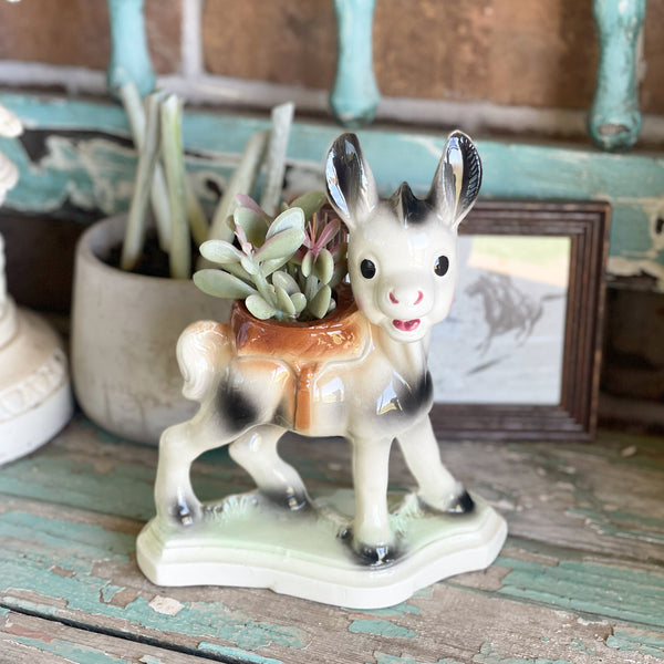 Vintage ceramic donkey planter