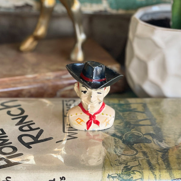 Vintage hand painted cowboy salt and pepper shaker