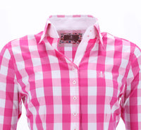 Hot pink large plaid with contrasting cuff detail Fior Fa Liso show shirt