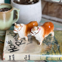 Vintage ceramic Hereford cow and bull salt and pepper shakers