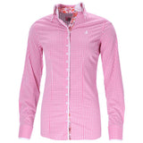 Pink and white check Fior Da Liso show shirt with floral contrasting detail