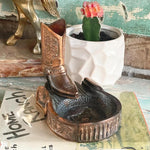 Vintage bronze western boot and stirrup jewelry/trinket holder