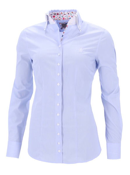 Solid blue with contrasting floral cuff detail Fior Da Liso show shirt
