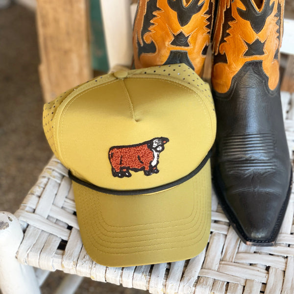 Mustard Hereford cap with ponytail back