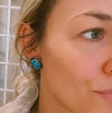 Vintage Native American made sterling and turquoise stud earrings
