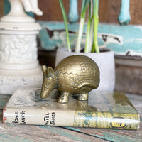 Vintage solid brass armadillo paperweight figurine