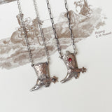 Vintage Sterling and 10K gold cowboy boot necklaces