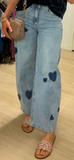Denim barrel jeans with heart detail