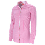 Pink and white check Fior Da Liso show shirt with floral contrasting detail