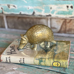 Vintage solid brass armadillo paper weight figurine
