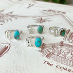 Handmade sterling silver and turquoise adjustable initial rings