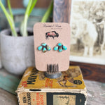Handmade sterling and turquoise cluster stud earrings