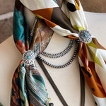 Sterling silver and turquoise concho scarf slides