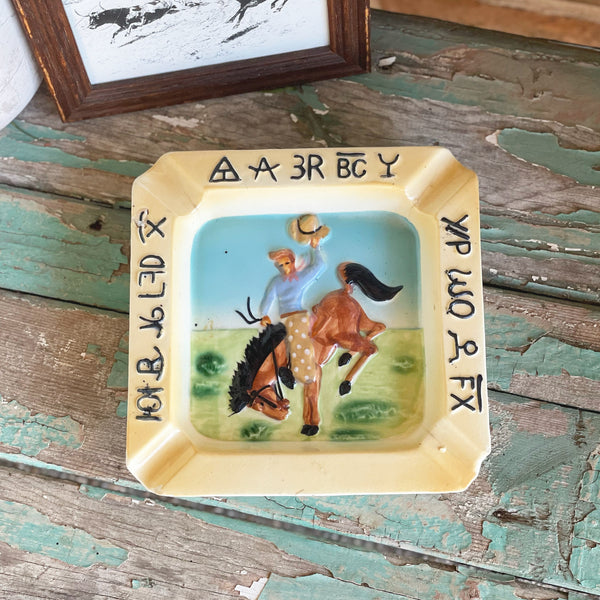 Vintage 1950’s hand painted bucking horse ashtray