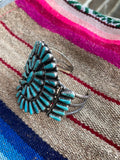 Vintage sterling silver Zuni Petit Point turquoise cuff bracelet