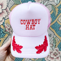 Pink cowboy hat trucker cap