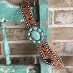 Oval faux turquoise belt buckle