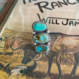 Handmade artisan 3 stone turquoise ring