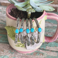 Navajo made sterling silver and Sleeping Beauty Turquoise baby and kids bracelet