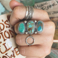 Handmade artisan 3 stone turquoise ring