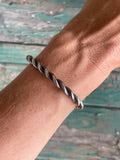Vintage sterling silver rope cuff bracelet