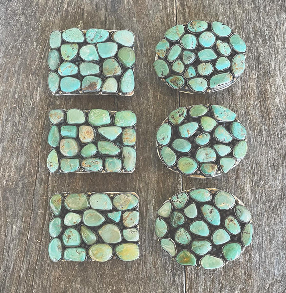 German silver turquoise buckles