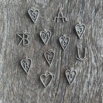 Handmade sterling heart initial pendants