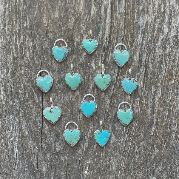 Handmade sterling Sleeping Beauty Turquoise heart pendants