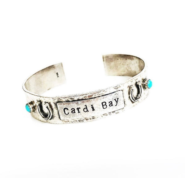 Custom sterling horseshoe cuff bracelet