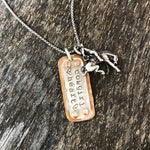 Sterling and copper cowgirl heart necklace