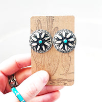 Navajo made sterling and turquoise stud earrings