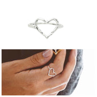 Sterling silver open heart ring