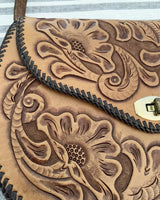 Handmade vintage tooled leather purse