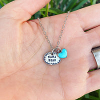 Sterling silver and turquoise heart mama bear necklace