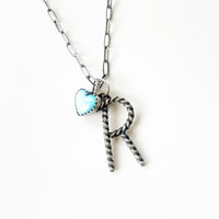 Sterling silver rope initial necklace