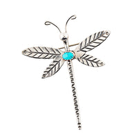 2” sterling dragonfly pin with turquoise stone