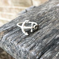 Sterling silver rope band anchor ring
