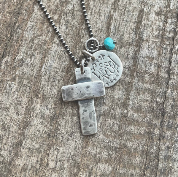 Sterling silver blessed charm necklace