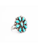Size 6 3/4 vintage turquoise cluster ring