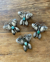 Vintage sterling silver butterfly pins with turquoise stone