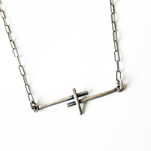 16” sterling silver cross necklace
