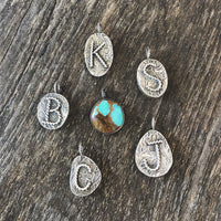 Handmade sterling double sided turquoise initial pendant