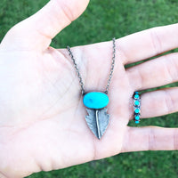 Handmade sterling and turquoise arrowhead necklace