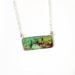 Handmade sterling silver turquoise bar necklace